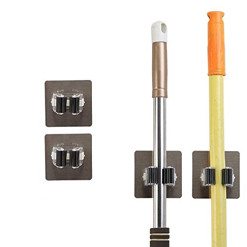 ZURATO ABS Plastic Wall Mounted Self Adhesive Storage Rack Mop and Broom Hanger/Holder for Your Home, Kitchen, Bathroom, Garage and Wardrobe, Small, Multicolour - Image 1