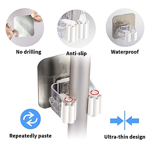 ZURATO ABS Plastic Wall Mounted Self Adhesive Storage Rack Mop and Broom Hanger/Holder for Your Home, Kitchen, Bathroom, Garage and Wardrobe, Small, Multicolour - Image 4