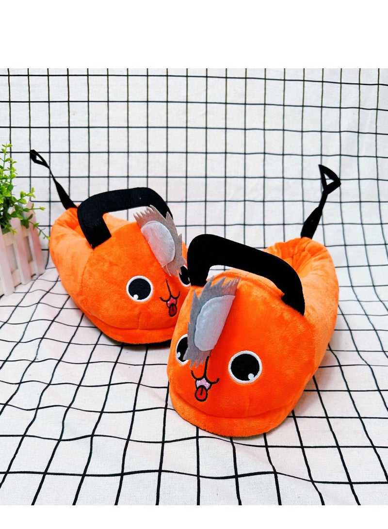 Generic Anime Manga Chainsaw Man New Pochita Plush Slippers - Cozy and Warm Pochita Demon Couples Cotton Slippers for Adults, Sizes 36 (EU) / 3.5 (UK) to 42 (EU) / 8 (UK) - Image 2