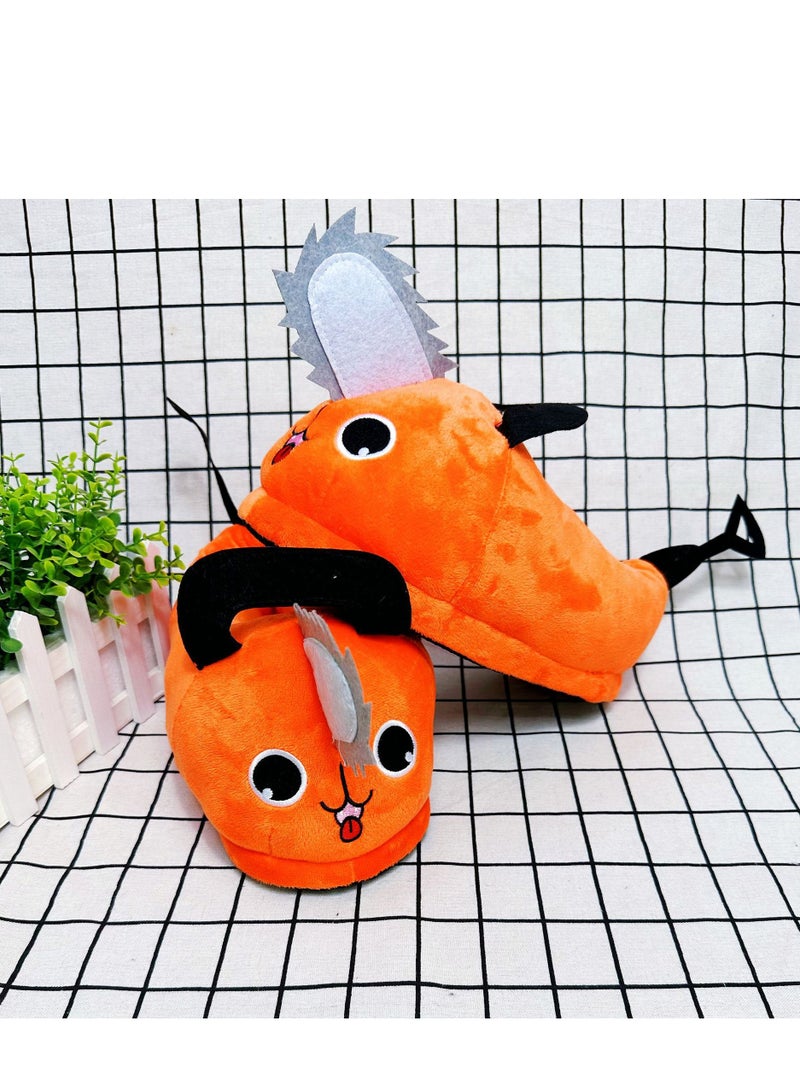 Generic Anime Manga Chainsaw Man New Pochita Plush Slippers - Cozy and Warm Pochita Demon Couples Cotton Slippers for Adults, Sizes 36 (EU) / 3.5 (UK) to 42 (EU) / 8 (UK) - Image 3