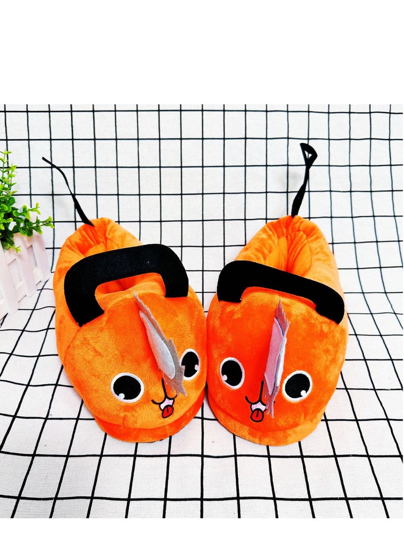 Generic Anime Manga Chainsaw Man New Pochita Plush Slippers - Cozy and Warm Pochita Demon Couples Cotton Slippers for Adults, Sizes 36 (EU) / 3.5 (UK) to 42 (EU) / 8 (UK) - Image 4