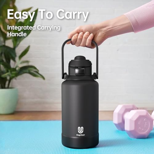 magcheer 64oz Insulated Magnetic Water Bottle - Stainless Steel Vacuum Flask with MagSafe Compatible Phone Holder Keeps Drinks Cold for 24 Hours Water Jug for Gym and Outdoor Activities（Balck) - Image 5