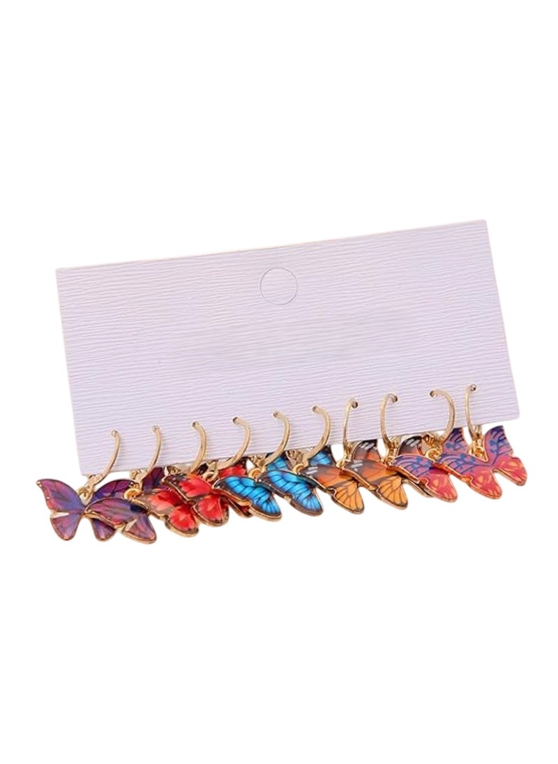 Huitich 5-Piece Colorful Butterfly Dangle Earrings Set Fun & Stylish Jewelry for Women & Girls  - Image 1