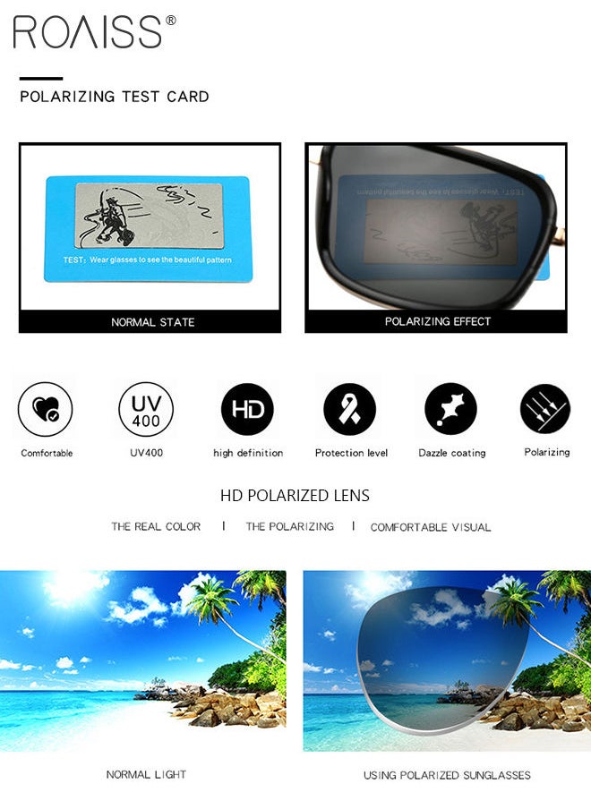 roaiss - Men's Rectangular Polarized Sunglasses UV400 Protection Sun Glasses with Metal Frame Fashion Anti-Glare Sun Shades for Men Driving Fishing Traveling Brown 59mm - Image 1