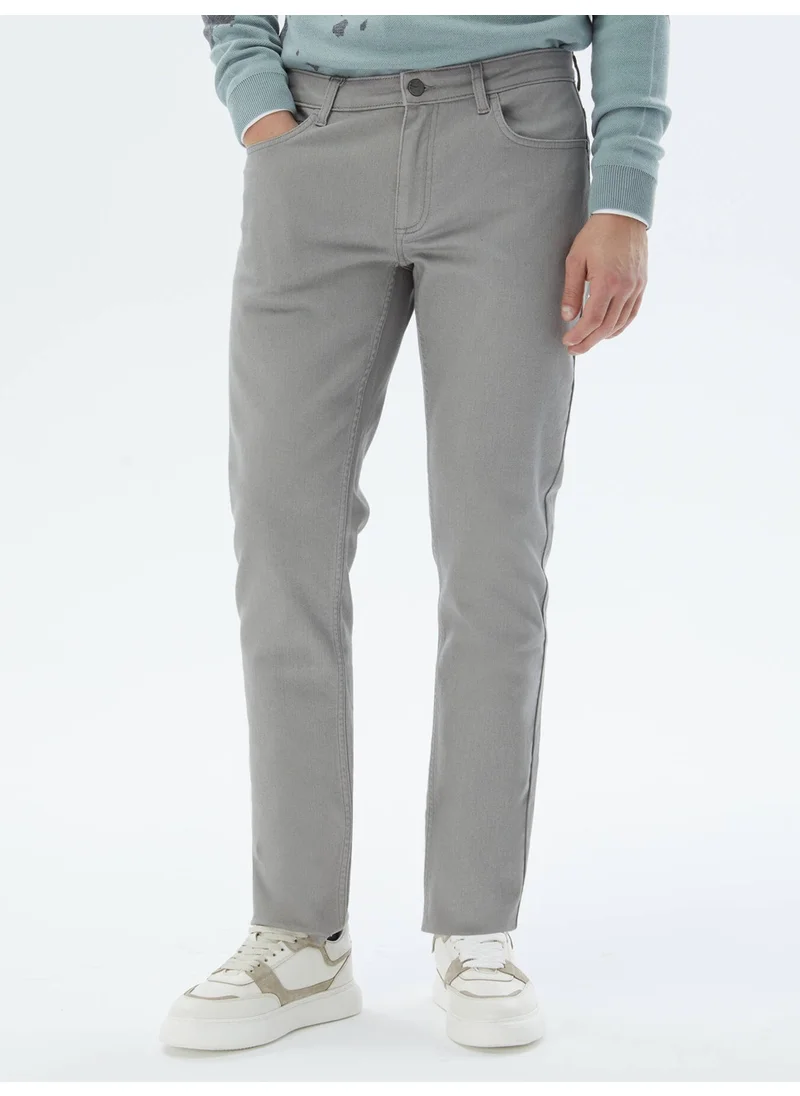 Kip Grey Slim Fit Denim Cotton Blend Trousers