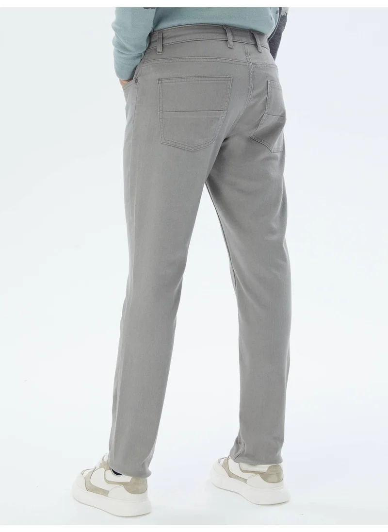 Kip Grey Slim Fit Denim Cotton Blend Trousers