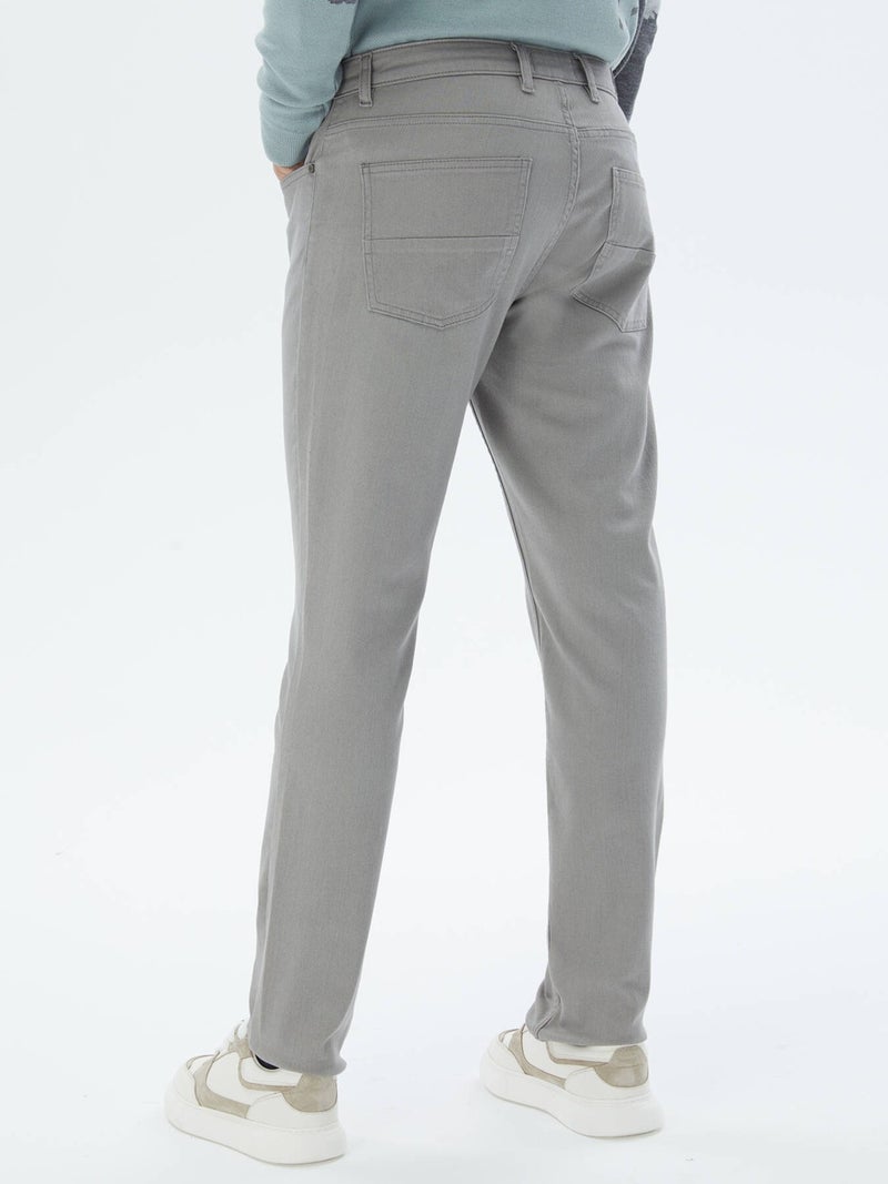 Kip Grey Slim Fit Denim Cotton Blend Trousers  - Image 5