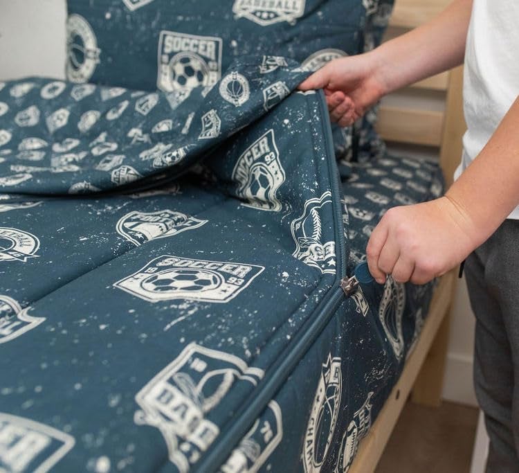 Beddy's Sports Theme Boys Durable Zipper Bedding for Kids, Bed in a Bag, Blue Sheets with Baseball, Football, Basketball, Soccer Comforter, Pillowcase & Pillow Sham, Easy to Make & Wash - Image 2