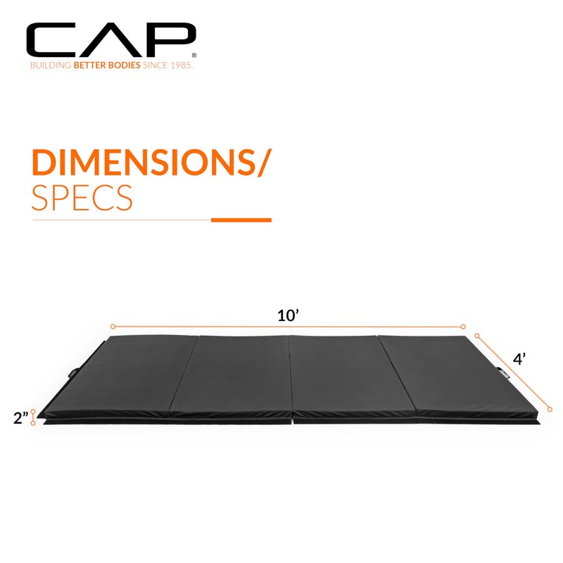 CAP Barbell Folding Exercise Mat â€“ Durable, Anti-Tear, Thick Padding for Fitness, Aerobics, Gymnastics & Home Workouts. 10' x 4' x 2" thick BLACK 10P Free - Image 4