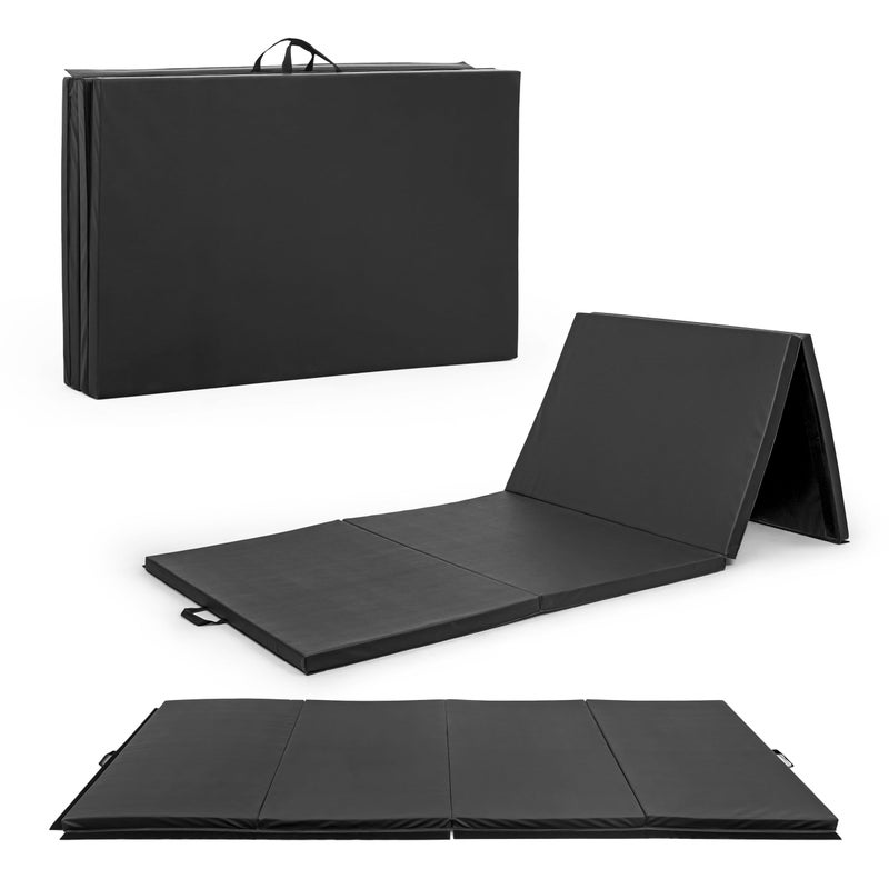 CAP Barbell Folding Exercise Mat â€“ Durable, Anti-Tear, Thick Padding for Fitness, Aerobics, Gymnastics & Home Workouts. 10' x 4' x 2" thick BLACK 10P Free - Image 1
