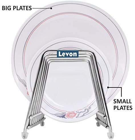 LEVON Stainless Steel Plate Rack | Dish Rack | Plate Stand | Dish Stand | Lid Holder Utensil Rack for Kitchen - 6 Sections| with Anti-Rust Nano Coating - Image 2