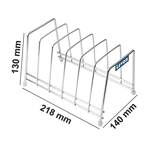 LEVON Stainless Steel Plate Rack | Dish Rack | Plate Stand | Dish Stand | Lid Holder Utensil Rack for Kitchen - 6 Sections| with Anti-Rust Nano Coating - Image 3