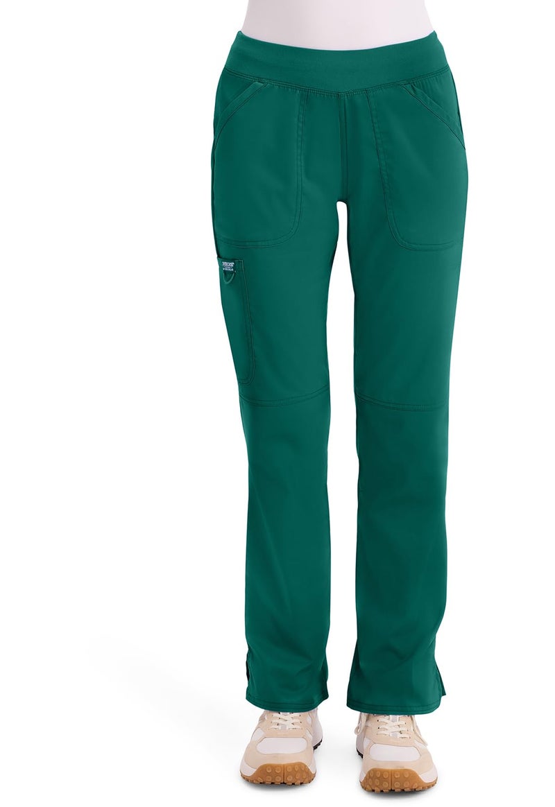 Cherokee Women Scrub Pant with Straight Leg Pull-on Pant Medical Bottom with 4 Pocket & 2-Way Stretch Fabric - WW110, XS, Hunter Green - Image 1