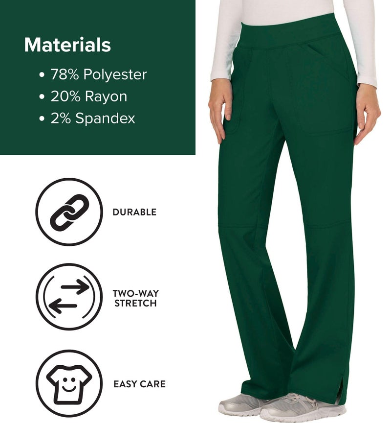 Cherokee Women Scrub Pant with Straight Leg Pull-on Pant Medical Bottom with 4 Pocket & 2-Way Stretch Fabric - WW110, XS, Hunter Green - Image 5
