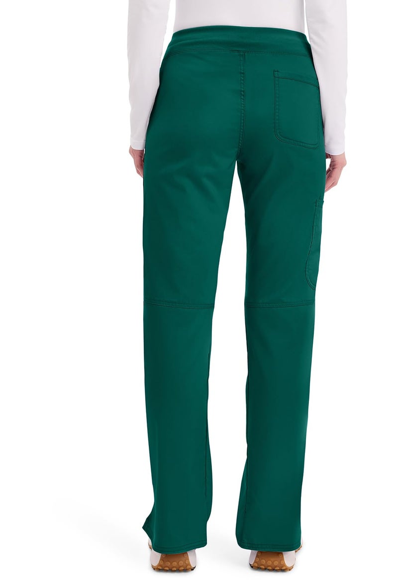 Cherokee Women Scrub Pant with Straight Leg Pull-on Pant Medical Bottom with 4 Pocket & 2-Way Stretch Fabric - WW110, XS, Hunter Green - Image 2