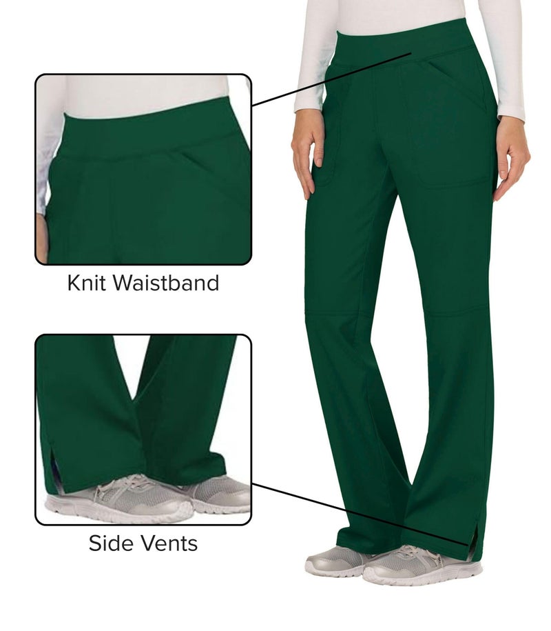 Cherokee Women Scrub Pant with Straight Leg Pull-on Pant Medical Bottom with 4 Pocket & 2-Way Stretch Fabric - WW110, XS, Hunter Green - Image 3