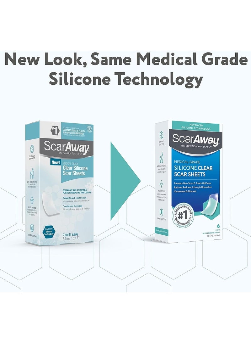 scaraway Clear Silicone Scar Sheets, White, 6 Count - Image 2