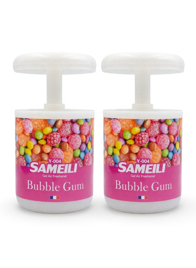 ساميلي مجموعة مكونة من قطعتين: معطر جو جل SAMEILI (بنكهة العلكة) طراز Y-004 – تحكم قابل للتعديل في شدة الرائحة (نظام السحب)، معطر جل يدوم طويلاً مناسب للسيارات (لوحة القيادة، حامل الأكواب)، المنازل والمكاتب. - Image 1