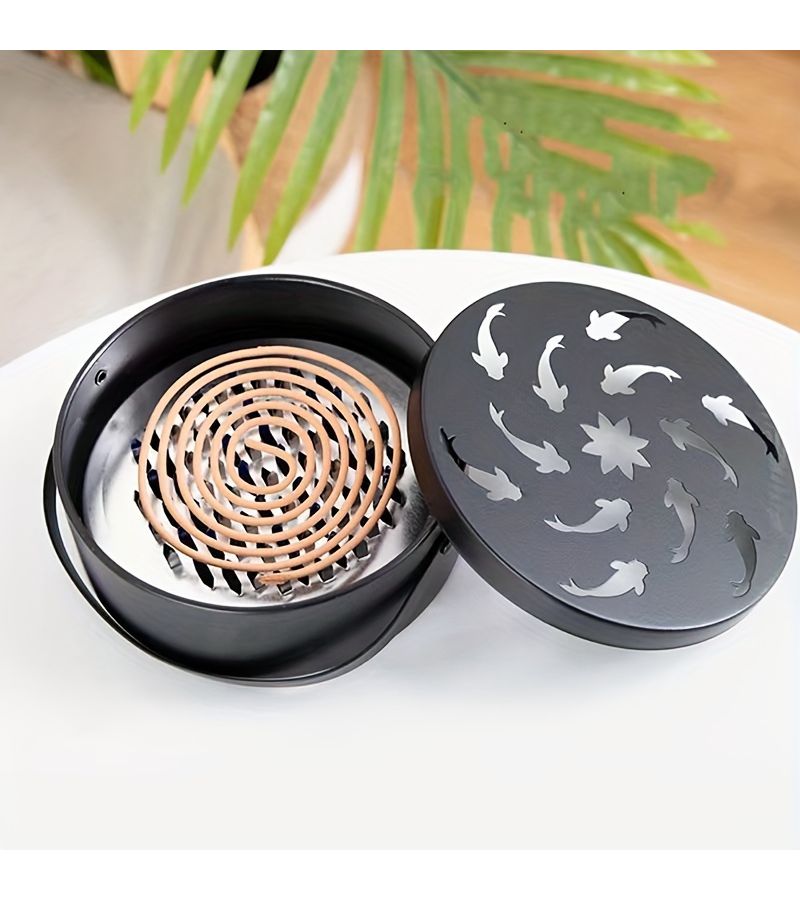 Flying Fish Mosquito Repellent Iron Incense Box Outdoor Portable Holder With Lid - Image 4