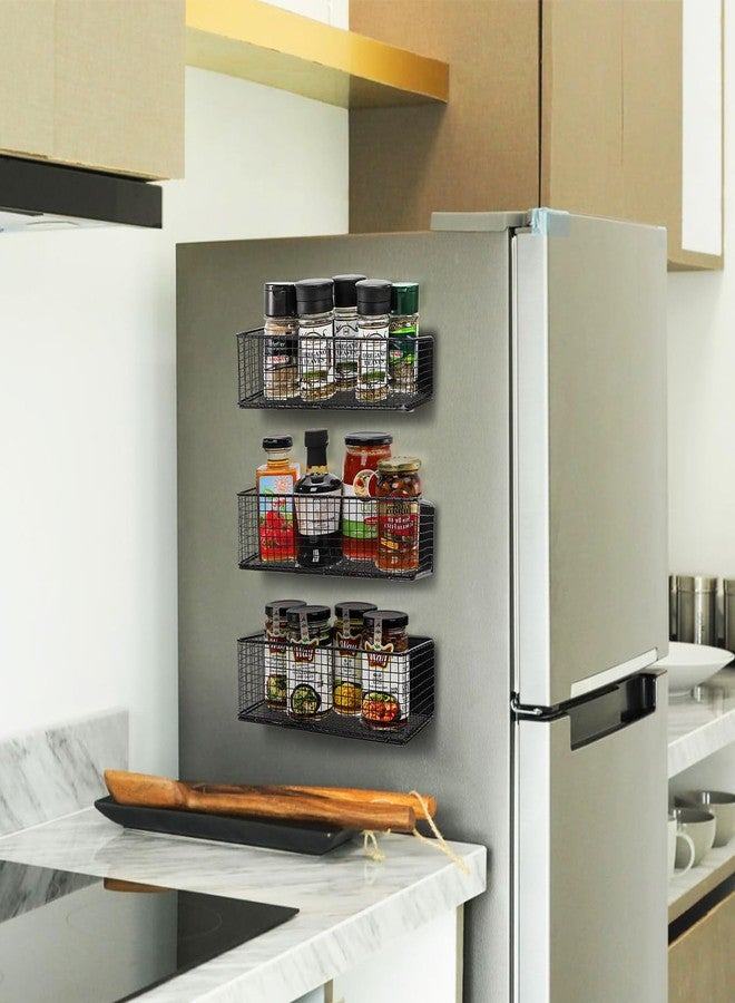 Frcctre 2 Pack Magnetic Basket Magnetic Fridge Organizer, Metal Wire Spice Rack Pen Holder Storage Organizer Basket for Refrigerator Whiteboard Home Kitchen Office - Image 4
