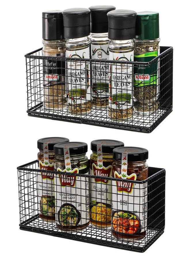 Frcctre 2 Pack Magnetic Basket Magnetic Fridge Organizer, Metal Wire Spice Rack Pen Holder Storage Organizer Basket for Refrigerator Whiteboard Home Kitchen Office - Image 1