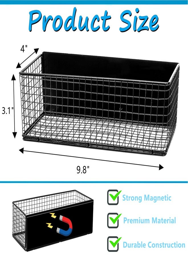 Frcctre 2 Pack Magnetic Basket Magnetic Fridge Organizer, Metal Wire Spice Rack Pen Holder Storage Organizer Basket for Refrigerator Whiteboard Home Kitchen Office - Image 2