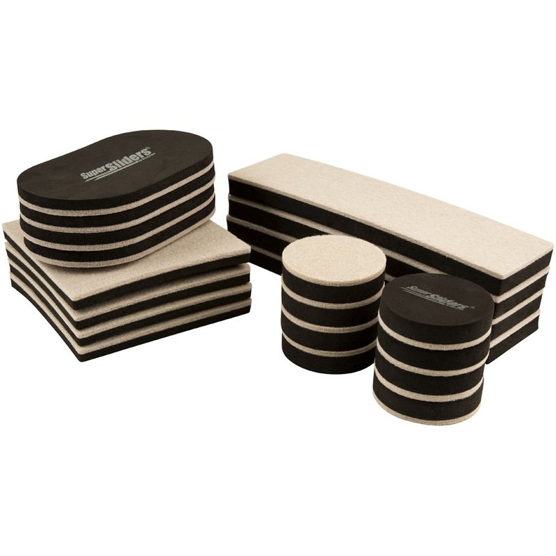 SUPER SLIDERS Super Sliders Assorted Reusable Felt Furniture Sliders for Hard Surfaces Beige 20 Pack 