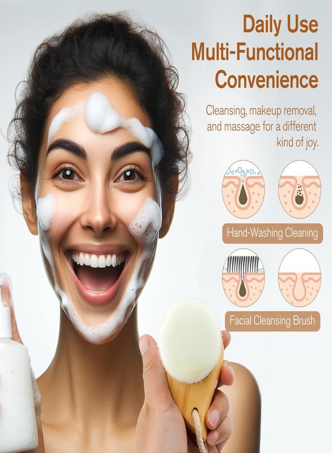 Jaasuee Soft Bristle Facial Cleansing Brush for Deep Pore Cleaning, Travel-Friendly Face Beauty Brush with Ergonomic Handle, Brown - Image 3