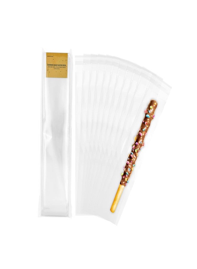 EKAPACKAGING 200Pcs 2x10 Inches Self Sealing Cellophane Bags Clear Pretzel Rod Bags for Treat, Candy Melts, Cookie, Popsicle, Ice Pop - Image 1