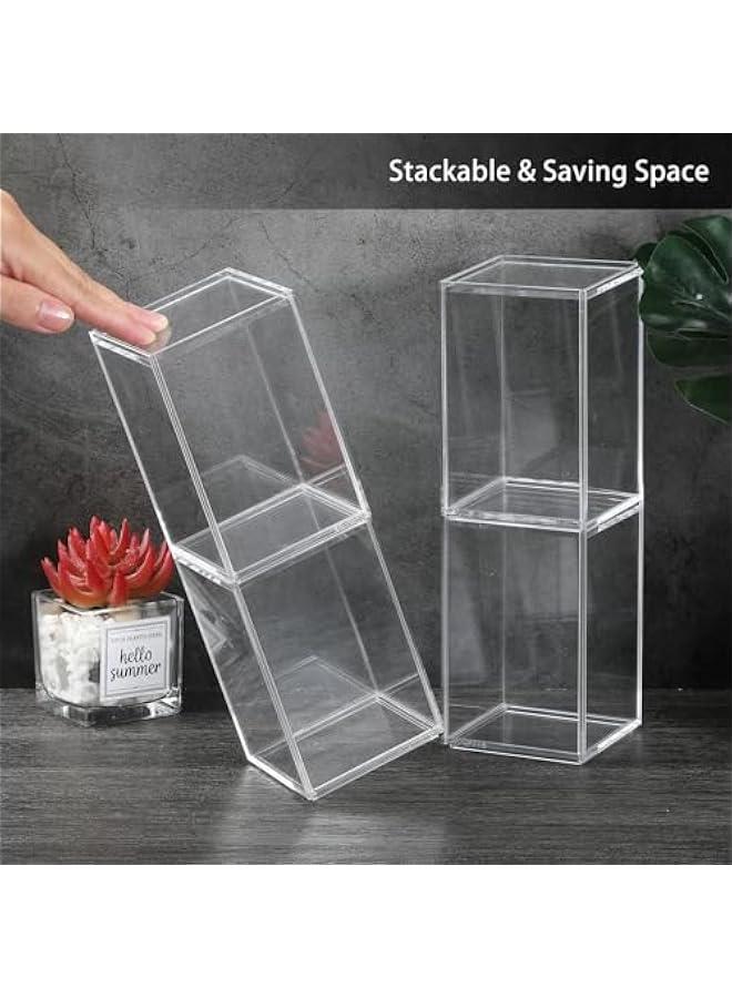 Arabest Pack of 4 Clear Display Case for Mini Action Figures, Acrylic Box With Sliding Door, Stackable Cube Small Showcase, Free Standing Collectibles Protection  - Image 3