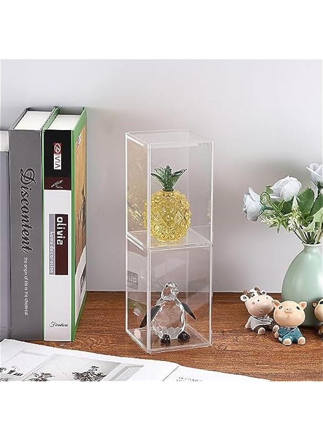 Arabest Pack of 4 Clear Display Case for Mini Action Figures, Acrylic Box With Sliding Door, Stackable Cube Small Showcase, Free Standing Collectibles Protection  - Image 5