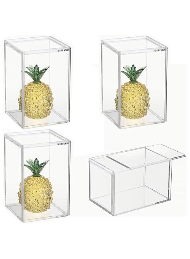 Arabest Pack of 4 Clear Display Case for Mini Action Figures, Acrylic Box With Sliding Door, Stackable Cube Small Showcase, Free Standing Collectibles Protection  - Image 1