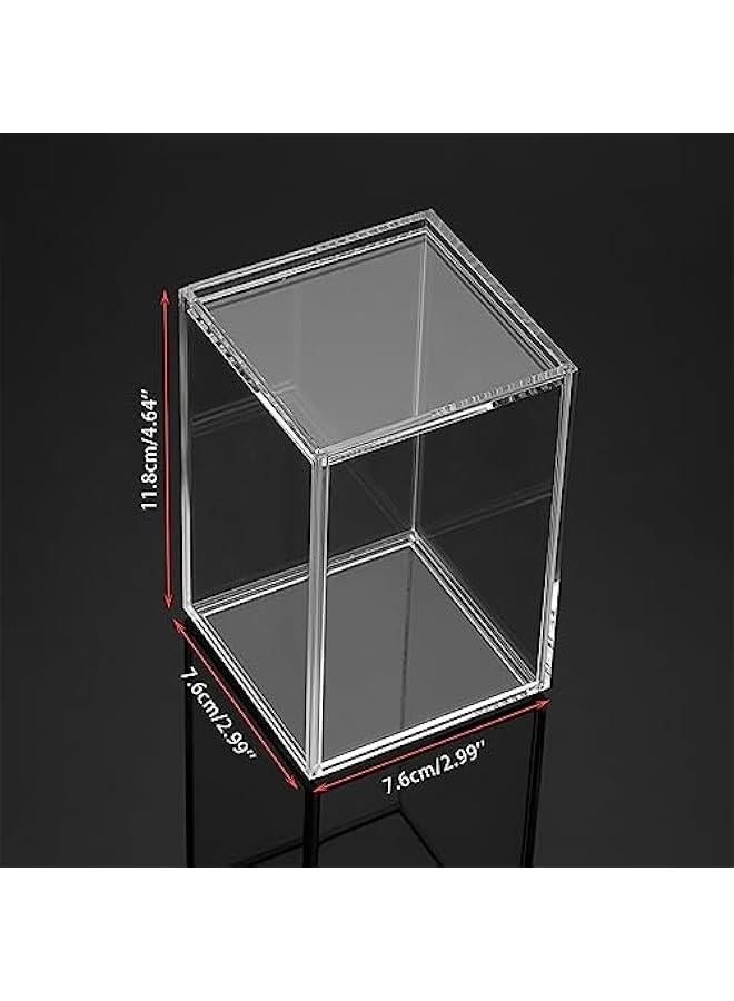 Arabest Pack of 4 Clear Display Case for Mini Action Figures, Acrylic Box With Sliding Door, Stackable Cube Small Showcase, Free Standing Collectibles Protection  - Image 2