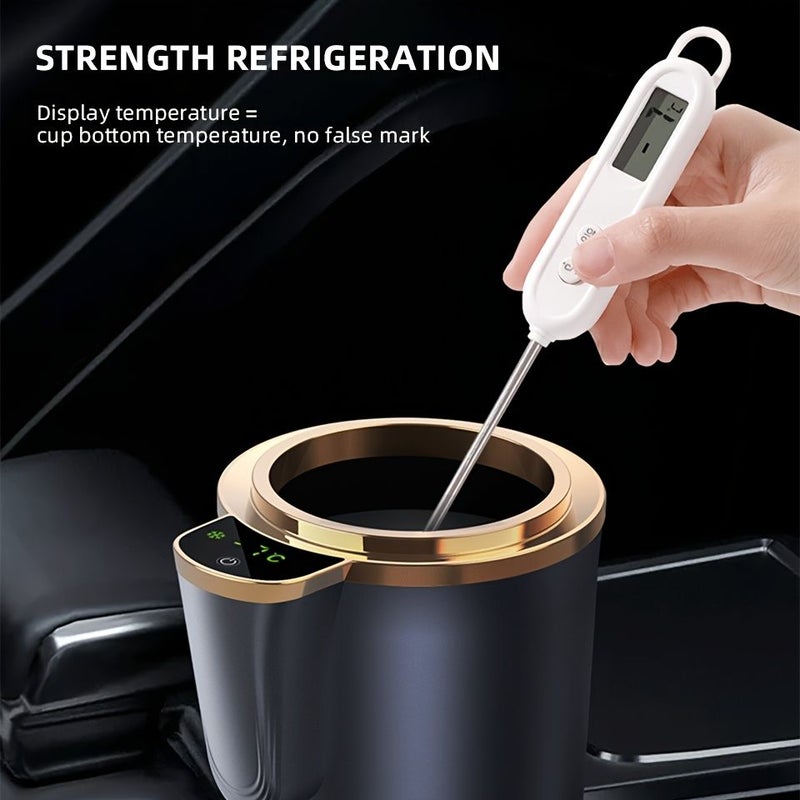Grey 12V Heating Cooling Cup Intelligent Temperature Display Portable Stainless Steel Digital Touch Screen - Image 2