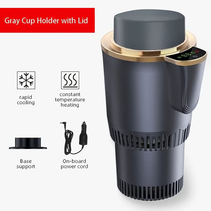 Grey 12V Heating Cooling Cup Intelligent Temperature Display Portable Stainless Steel Digital Touch Screen - Image 4