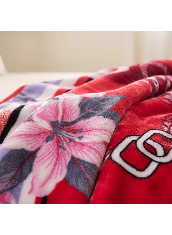Luxury Soft Plush Blanket – Floral Design – 160 × 220 cm – 1.1 kg – Warm & Cozy Bed Blanket - Image 2