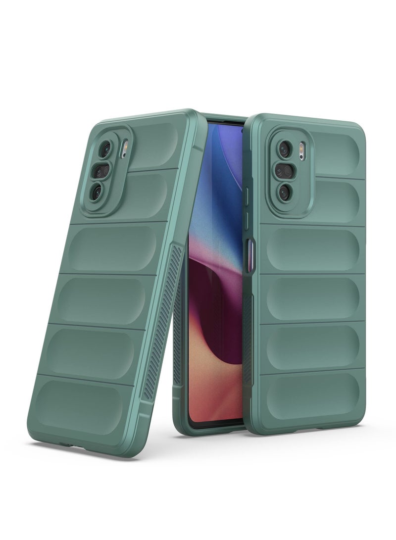 Phone case cover Magic Shield TPU + Silicone Shockproof Phone Case For Poco F3 (Dark Green) - Image 2
