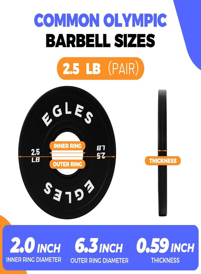 EGLES Change Plates Pair 2.5LB Black Rubber Coated Weight Plates in Pairs Olympic Bumper Plates Fit 2-Inch Barbells Strength Training Gym & Fitness Change Weight Plates - Image 2