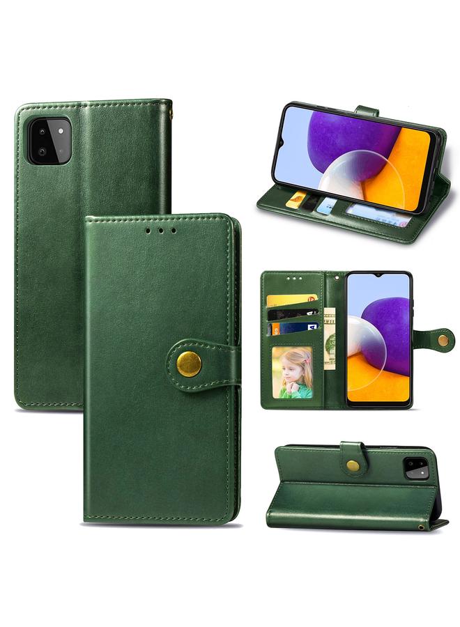 اس-توب جراب لهاتف Samsung Galaxy A22 4G، جراب هاتف من الجلد بلون سادة مع مشبك وحزام وإطار للصور وفتحة للبطاقات ومحفظة ووظيفة الحامل - Image 1