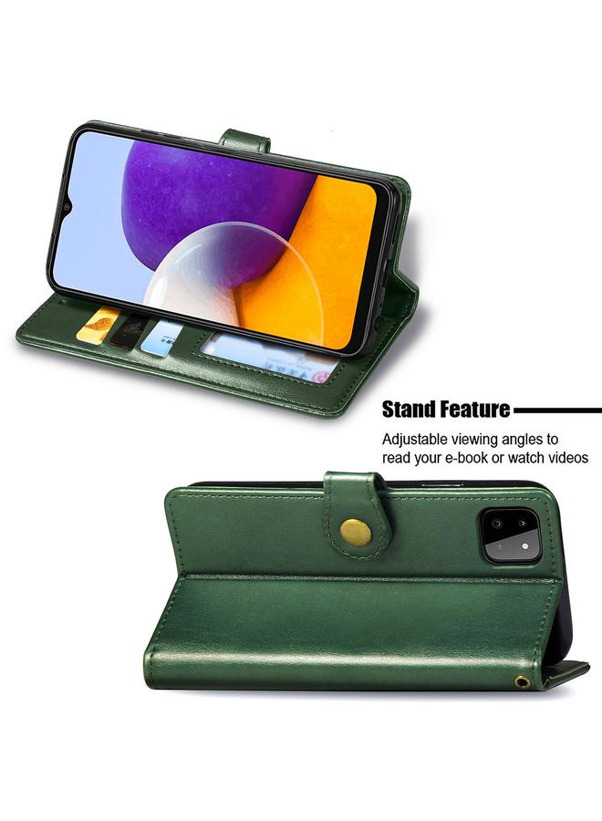 اس-توب جراب لهاتف Samsung Galaxy A22 4G، جراب هاتف من الجلد بلون سادة مع مشبك وحزام وإطار للصور وفتحة للبطاقات ومحفظة ووظيفة الحامل - Image 4