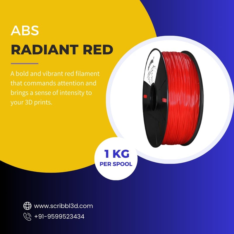 Scribbl3d Premium ABS 1.75mm 3D Printing Filament| Dimensional Accuracy +- 0.02mm|Compatible with Most FDM Printers| Radiant Red - Image 2