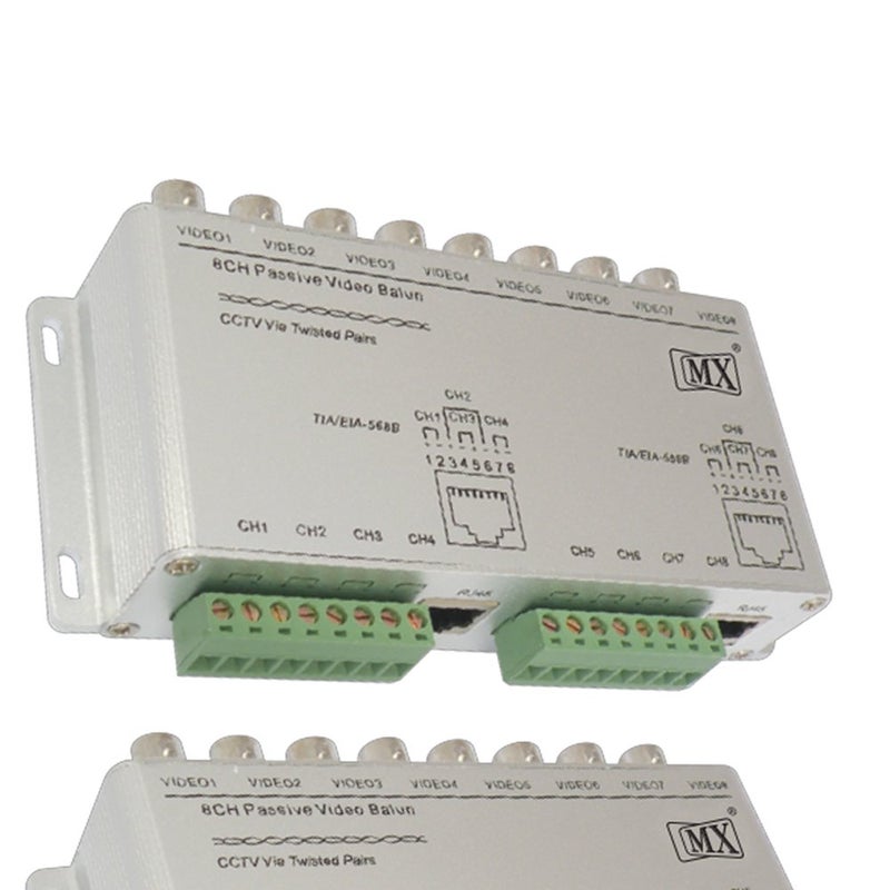MX 2 Pcs Passive Video Balun AntiInterference UTP for 8 CCTV Cameras 8 Channel Transmitter and Receiver Coax to Security Camera - Image 2