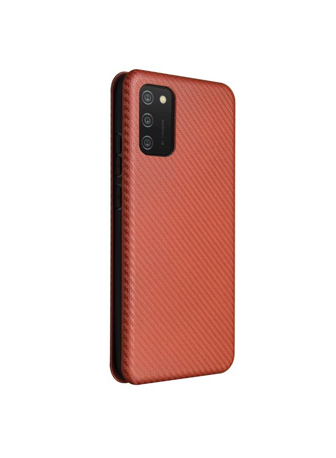 اس-توب جراب لهاتف Samsung Galaxy A02s مصنوع من ألياف الكربون مع قلاب أفقي من مادة TPU + PC + جلد PU مع فتحة للبطاقات - Image 3