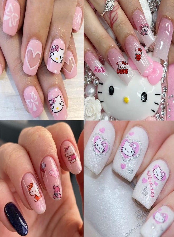 YKLWNN 10 Sheets Valentines Nail Art Stickers Cute Nail Stickers 3D Self-Adhesive Cute Heart Nail Art Design Kawaii Nails Supplies Cartoon Nail Decals for Women Girls DIY Manicure Chrams - Image 5