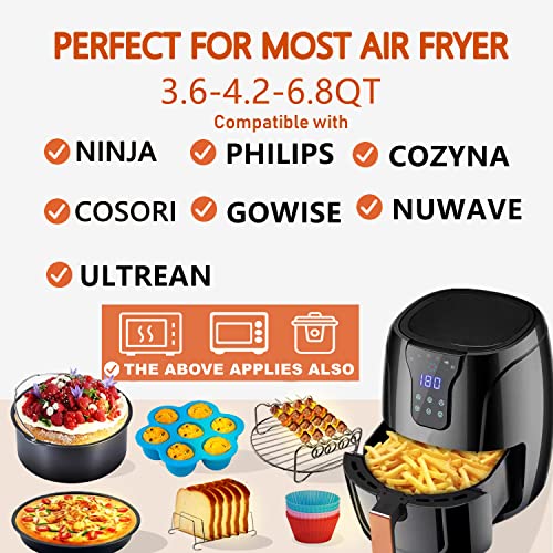 Apluskis 18 PCS Air Fryer Accessories, 8 Inch XL Deep Fryer Accessories Compatible with Gowise USA Phillips Ninjia Cosori Cozyna Air Fryer, Fit 3.6QT- 6.8QT Air Fryer with Cake Pan, Pizza Pan, Air Fryer Liner - Image 2