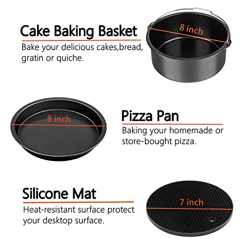 Apluskis 18 PCS Air Fryer Accessories, 8 Inch XL Deep Fryer Accessories Compatible with Gowise USA Phillips Ninjia Cosori Cozyna Air Fryer, Fit 3.6QT- 6.8QT Air Fryer with Cake Pan, Pizza Pan, Air Fryer Liner - Image 3