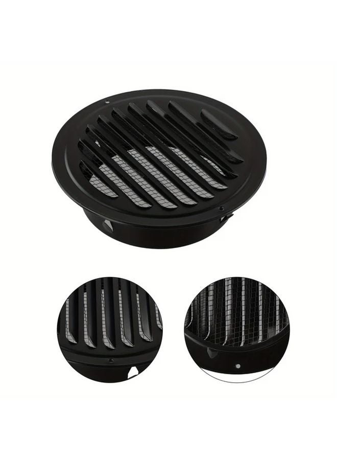 3 94 Inch Black Stainless Steel Round Vent Grille Wall Mounted Drainage Cover For Kitchen Bathroom Outdoor - Image 3