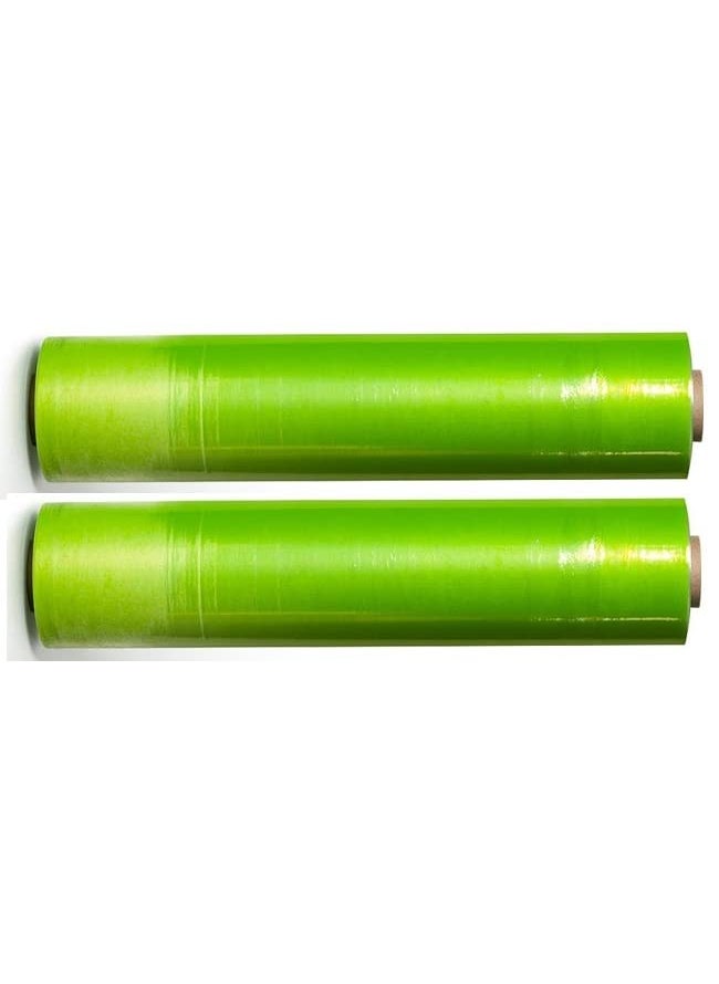 Amit Marketing - Amit Marketing Compostable Packing Cling Film - 600 MTR I Multipurpose Wrap Roll I 70 Micron, 12 Inch (300 mm) I for Packaging & Safety Needs, Gift, Bakery Items, Bouquet, DIY Crafts - Green (2 Pcs) - Image 1