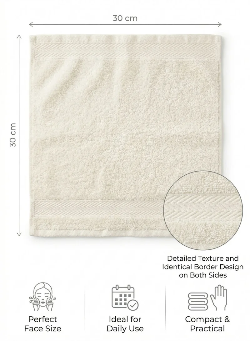 1Chase Vanilla Luxury Cotton Face Towel - Large Hotel Spa Bathroom Face Towel Set of 12 Vanilla  | Best Price UAE