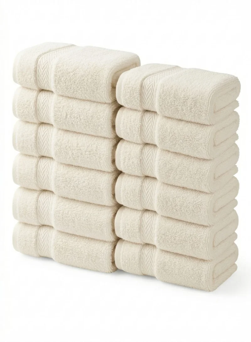 1 تشيس مناشف وجه قطنية فاخرة - طقم مناشف وجه كبير الحجم مكون من 12 منشفة للحمام في الفنادق والمنتجعات الصحية برائحة الفانيليا